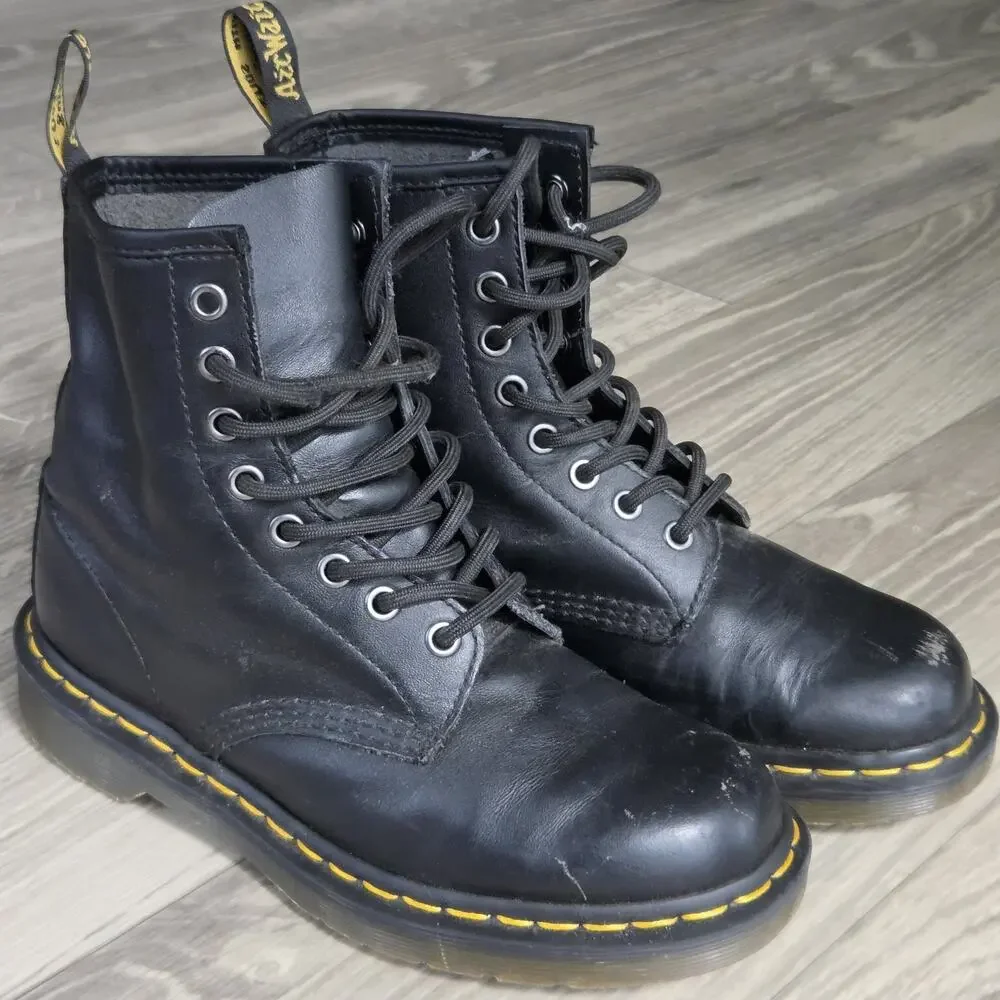 Dr Martens Boots Nappa Leather 1460 Men's US 6 8-Eye Lace Up Chunky Lug Sole